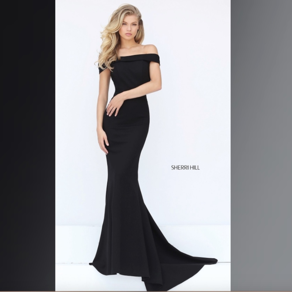 Long Off-the-Shoulder Sherri Hill Dress